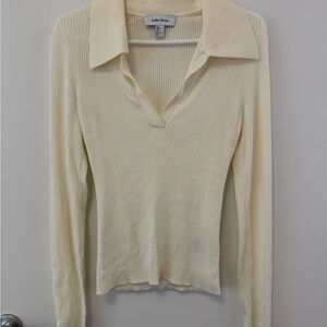 & Other Stories Cream Ribbed Button Down Shirt